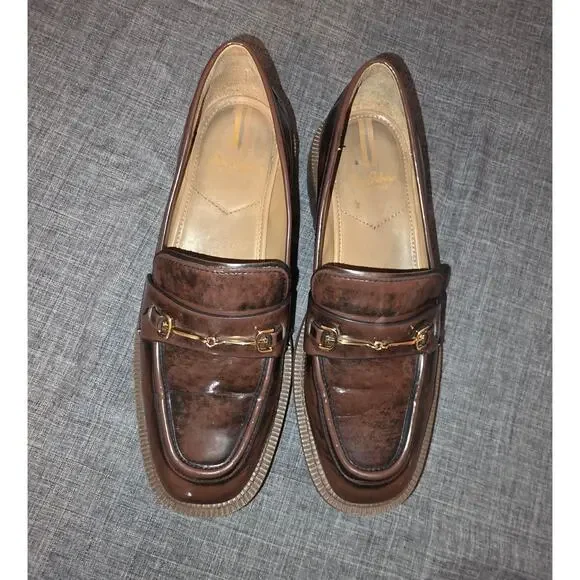 Sam Edelman Women's Laurs Loafers Size 9 Brown / Chestnut Bit Buckle Lug Sole - Picture 5 of 8